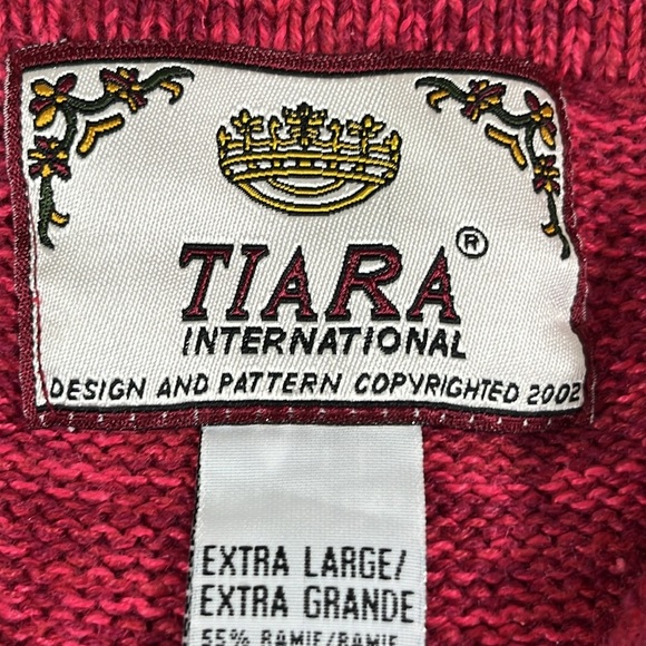Tiara Fair Isle Knit Zip Cardigan Sweater XL - Vintage Y2K - Picture 10 of 10
